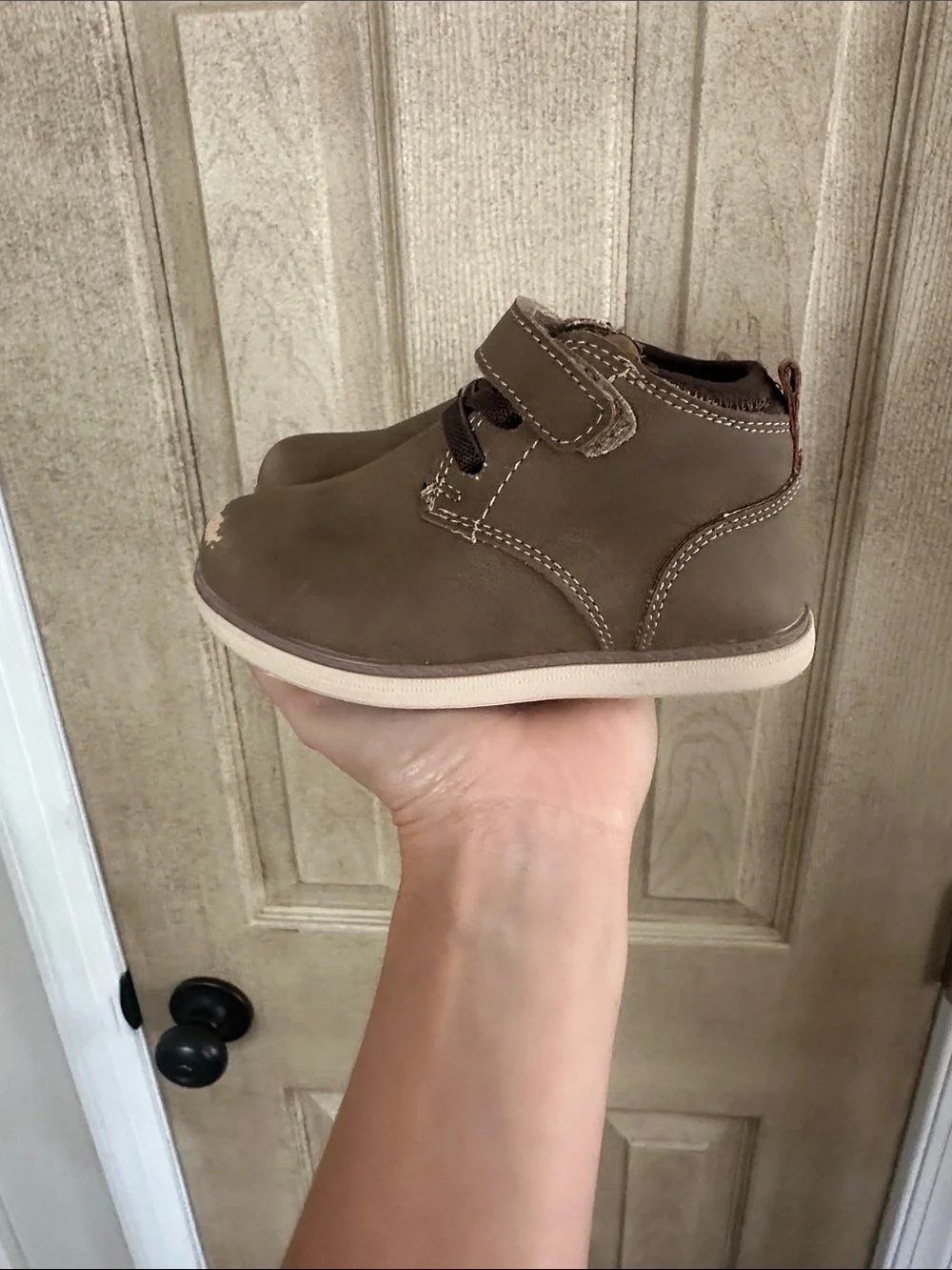 Crown Vintage Brown Kids Ankle Boots with Cream Sole